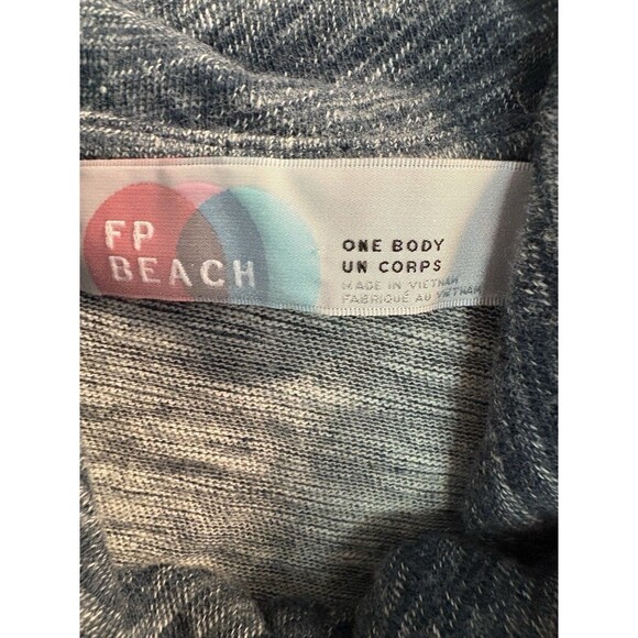 Free People Beach Womens Medium Blue Grey Long Sleeve Tunic Cowl Neck Two Body - Picture 3 of 7